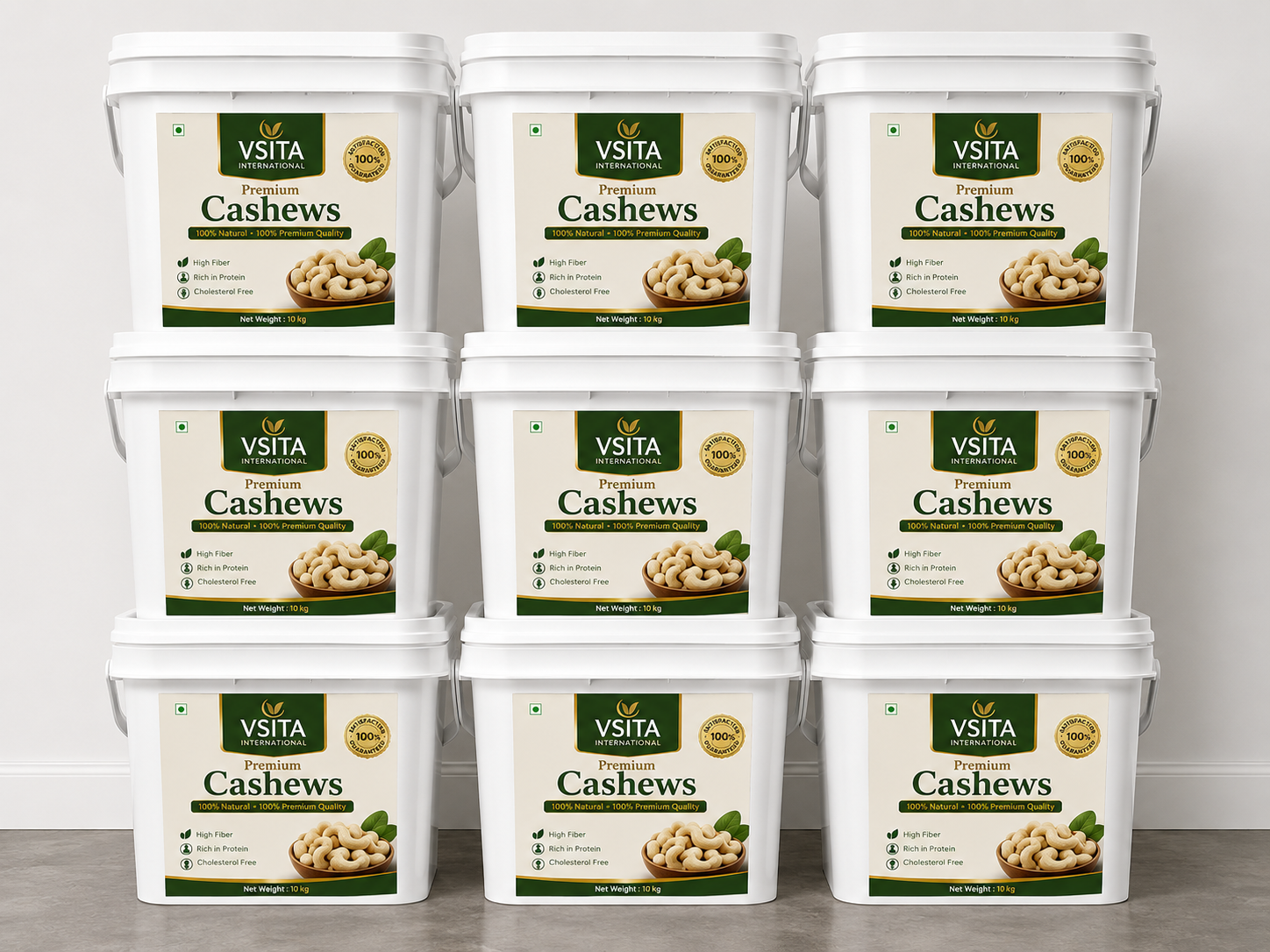 Bucket packing for wholesale cashews — Vsita International