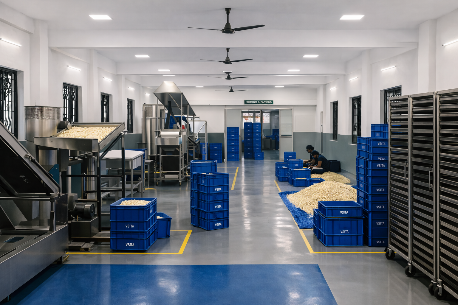 Vsita International cashew processing factory floor